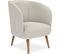 Fauteuil Blanc En Bouclette Fausse Fourrure Tapissée - Boucles Blanches  - Perkin Blanc