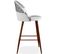 Tabouret Tapissé Patchwork - Style Scandinave - Noir Et Blanc - 63cm- Bennett Blanc / Noir