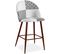 Tabouret Tapissé Patchwork - Style Scandinave - Noir Et Blanc - 63cm- Bennett Blanc / Noir