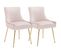 Lot De 2 Fauteuil Velours Rose Avec Pieds En Métal Doré