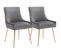 Lot De 2 Fauteuil Velours Gris Avec Pieds En Métal Doré