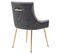 Lot De 2 Fauteuil Velours Gris Avec Pieds En Métal Doré