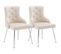 Fauteuil Velours Beige Lot De 2 Chaise De Salle à Manger Avec Coussin Lombaire Et Pieds En Métal