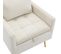 Fauteuil Velours Blanc Avec 1 Coussin + 2 Oreillers D'accoudoirs +Espace de Rangement+Pieds en Métal