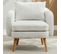 Fauteuil Teddy Avec Coussins Et Pieds En Bois Massif Blanc