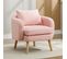 Fauteuil Teddy Avec Coussins Et Pieds En Bois Massif Rose