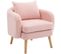 Fauteuil Teddy Avec Coussins Et Pieds En Bois Massif Rose