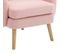 Fauteuil Teddy Avec Coussins Et Pieds En Bois Massif Rose