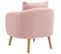 Fauteuil Teddy Avec Coussins Et Pieds En Bois Massif Rose