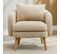 Fauteuil Teddy Avec Coussins Et Pieds En Bois Massif Beige