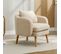 Fauteuil Teddy Avec Coussins Et Pieds En Bois Massif Beige