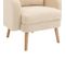 Fauteuil Teddy Avec Coussins Et Pieds En Bois Massif Beige