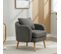 Fauteuil Teddy Avec Coussins Et Pieds En Bois Massif Gris