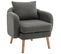 Fauteuil Teddy Avec Coussins Et Pieds En Bois Massif Gris