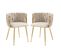 Lot De 2 Chaises En Velours Beige Avec Pieds En Métal