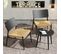 Salon De Jardin Pour 2 Personnes, Comprenant Une Table Basse Et Deux Chaises En Aluminium Noir