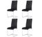 Lot De 4 Chaises Avec Structure En Métal Argenté, Assise Et Dossier En Pu Noir