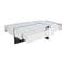 Table Basse Brillante Avec LED Et 3 Tiroirs, Placage Marbre, Blanc 105*60*35cm