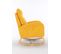 Fauteuil à Bascule Rocking Chair Fauteuil Relax Avec Pieds En Bois Massif Et Poches Latérales Jaune