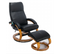 Fauteuil Relax Pivotant + Repose-pieds Avec Fonctions De Massage Et De Chauffage Pu Noir