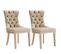 Lot De 2 Chaises Matelassé Avec Boutons Et Pieds En Bois Velours Beige