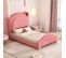 Lit Enfant 90x200cm Tête De Lit Réglable En Hauteur Rose