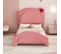 Lit Enfant 90x200cm Tête De Lit Réglable En Hauteur Rose