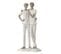 Statuette Déco "couple De Garçons" 26cm Blanc