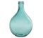 Vase Design En Verre "bouteille" 43cm Bleu Azur