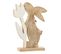 Statuette Déco "lapin Fleur" 27cm Blanc et Beige