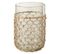 Vase Design "tricot" 21cm Transparent et Beige