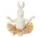 Statuette Déco "lapin Assis Yoga" 21cm Blanc