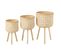 Lot De 3 Cache-pots Sur Pied "baudoin" 66cm Naturel et Blanc