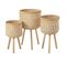 Lot De 3 Cache-pots Sur Pied "baudoin" 66cm Naturel et Blanc