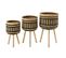 Lot De 3 Cache-pots Sur Pied "baudoin" 66cm Naturel et Noir