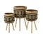 Lot De 3 Cache-pots Sur Pied "baudoin" 66cm Naturel et Noir