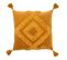 Coussin Déco Pompons "happyful" 63x63cm Ocre