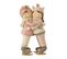 Statuette Déco Couple Câlin "oiseaux" 21cm Rose