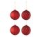 Lot De 4 Boules De Noël "elva" 10cm Rouge