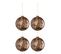 Lot De 4 Boules De Noël "tache" 10cm Marron et Noir