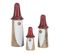 Lot De 3 Statuettes "gnomes Champignons" 25cm Naturel et Rouge