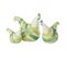 Lot De 3 Statuettes Coqs "lignes" 25cm Vert