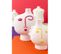 Lot De 3 Vases Visages "pop Art" 22cm Blanc et Jaune