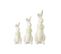 Lot De 3 Statuettes Lapins "fleurs" 23cm Blanc et Vert