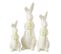 Lot De 3 Statuettes Lapins "fleurs" 23cm Blanc et Vert