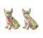 Lot De 2 Statuettes "bulldogs Assis" 20cm Multicolore