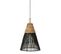 Lampe Suspension En Rotin "cone" 42cm Noir