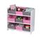 Meuble Rangement Chambre Enfant Blanche Avec 9 Paniers Roses Et Gris