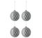 Lot De 4 Boules De Noël "carreau" 10cm Gris