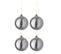 Lot De 4 Boules De Noël Design "lisse" 28cm Gris